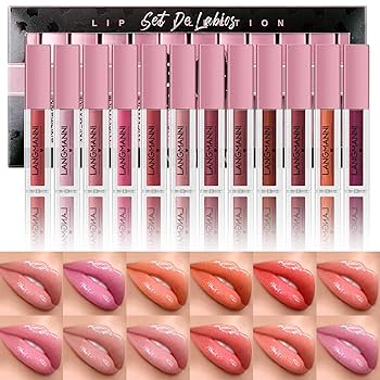 Amazon.com : LANGMANNI 12Pcs Lip gloss Collection Makeup Set